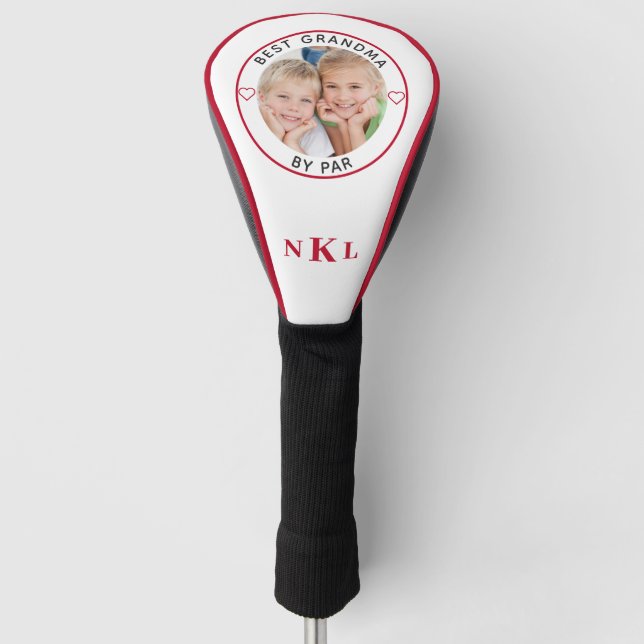 Couvre-club De Golf BEST GRANDMA PAR PAR Photo Monogramme Initiales Co (Devant)