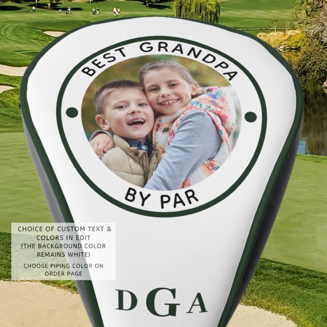 Couvre-club De Golf BEST GRANDPA PAR PAR Photo Monogram Forest Green (Créateur téléchargé)