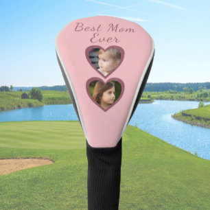 Couvre-club De Golf Best Mom Pink Hearts 2 Enfants Photo Collage