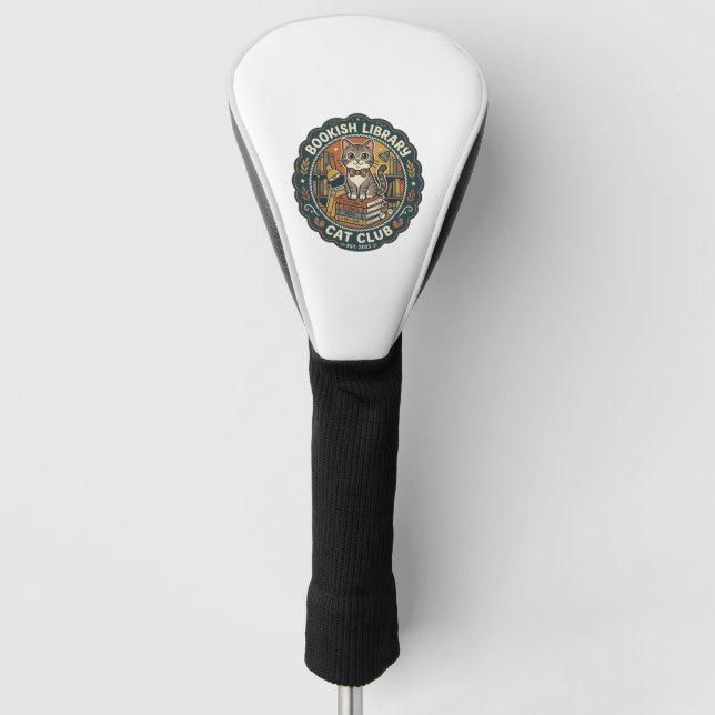 Couvre-club De Golf Bibliothèque livresque Chat POD Vector Art - Bibli (Devant)