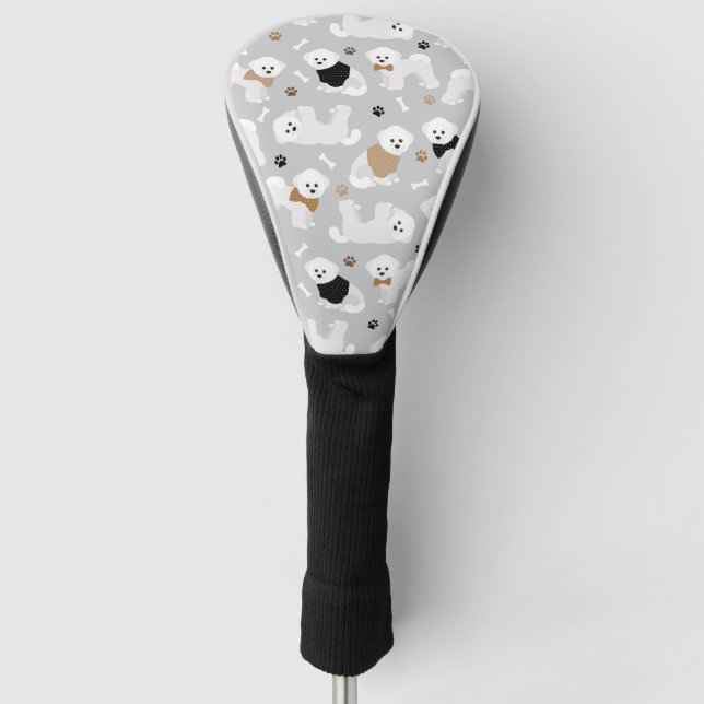 Couvre-club De Golf Bichon Frise Bones and Paws Grey (Devant)