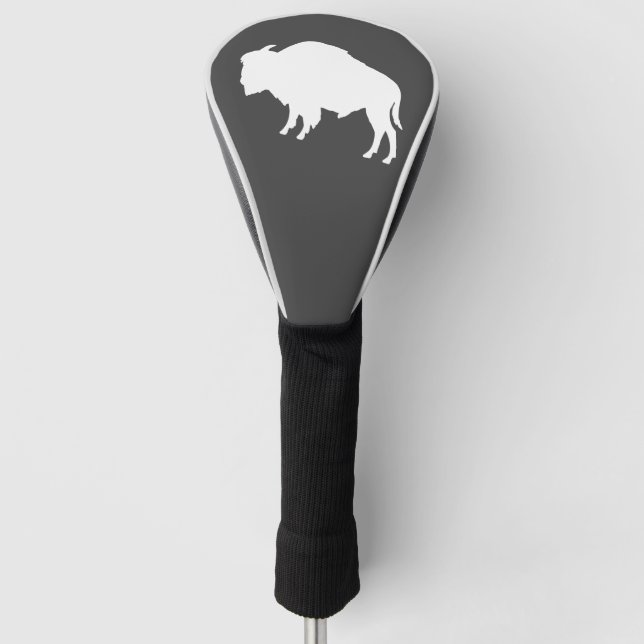 Couvre-club De Golf Bison blanc Silhouette animal sauvage (Devant)
