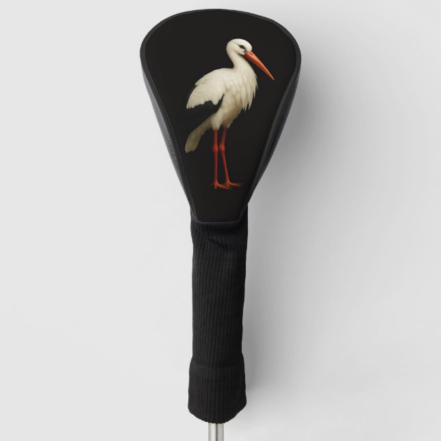 Couvre-club De Golf Black 4 Luxe Golf Driver Cover, Graceful Stork (Devant)