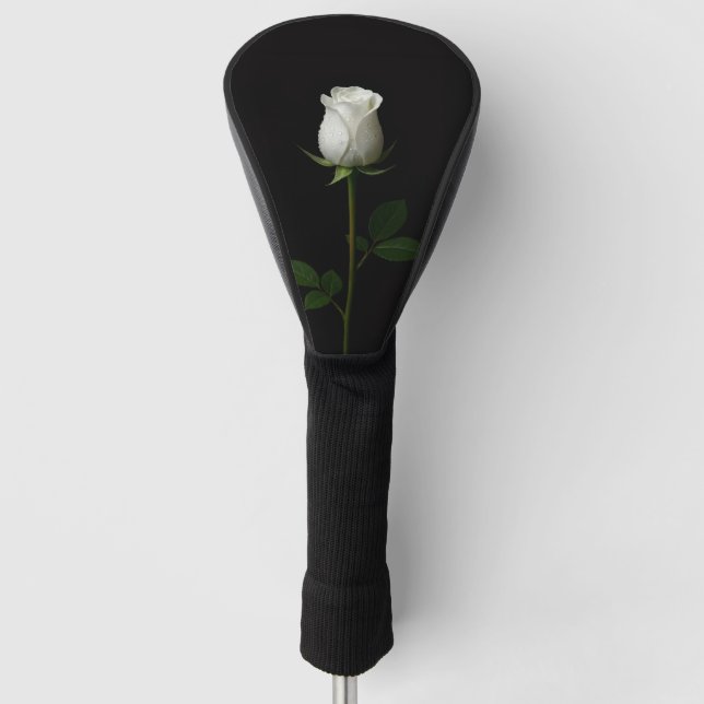 Couvre-club De Golf Black 4 Luxe Golf Driver Cover, Pure White Rose (Devant)