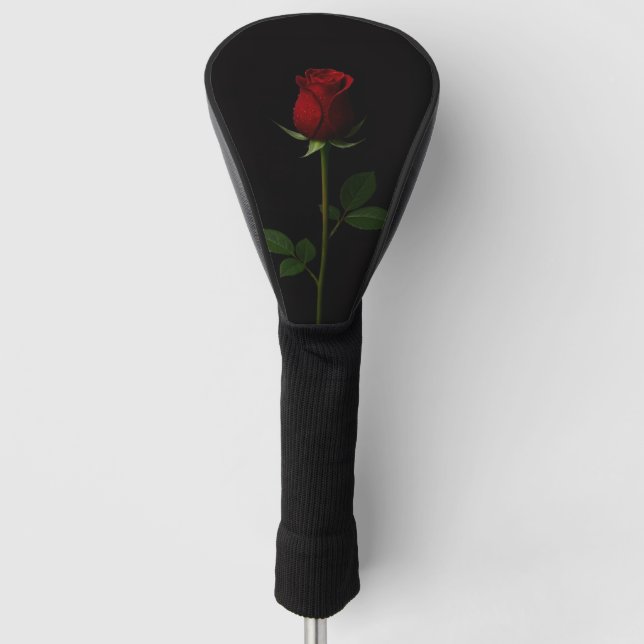 Couvre-club De Golf Black 4 Luxe Golf Driver Cover, Velvet Red Rose (Devant)
