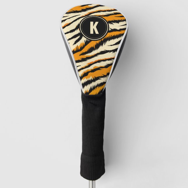 Couvre-club De Golf Black and Orange Tiger Stripes Monogram (Devant)