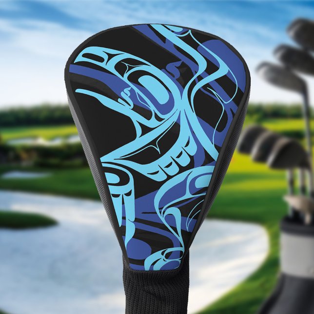 Couvre-club De Golf Black Blue Haida Eagle Thunder Bird Art autochtone (Créateur téléchargé)
