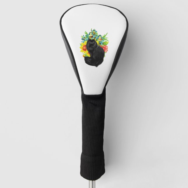 Couvre-club De Golf black cat witwer flower (Devant)