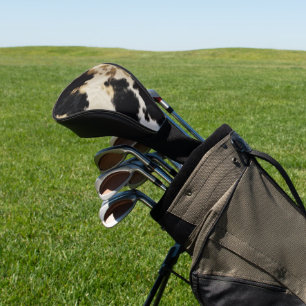 Couvre-club De Golf Black Cream Gold Western Cowhide