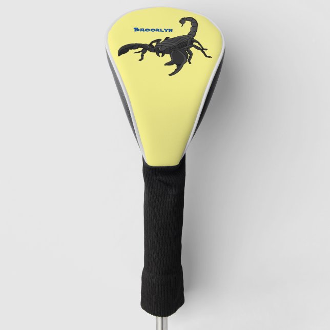 Couvre-club De Golf Black hungry scorpion cartoon illustration (Devant)