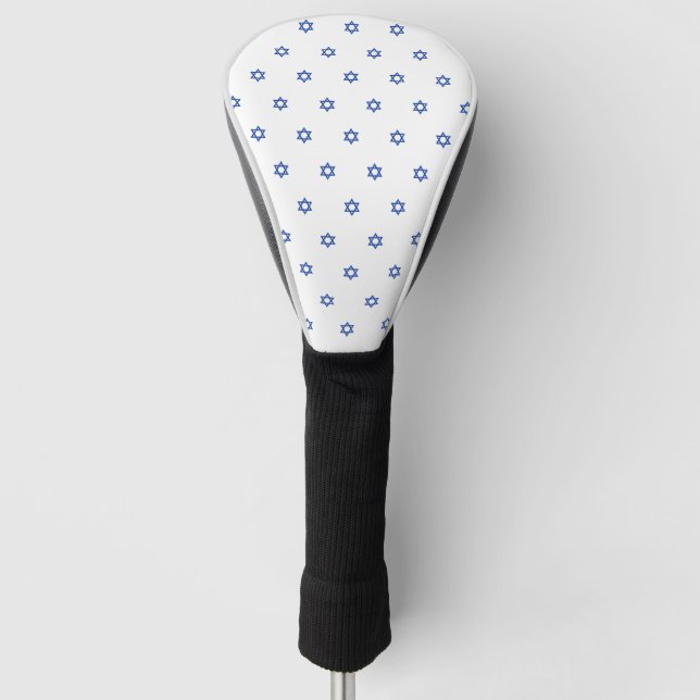 Couvre-club De Golf Blanc bleu de motif d'étoile de David (Devant)