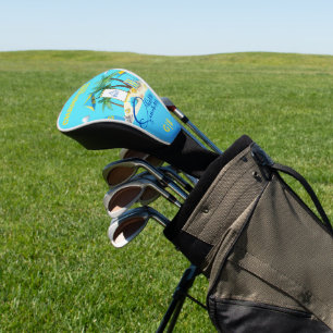 Couvre-club De Golf Bleu 3d Plage réaliste sur l'île tropicale été