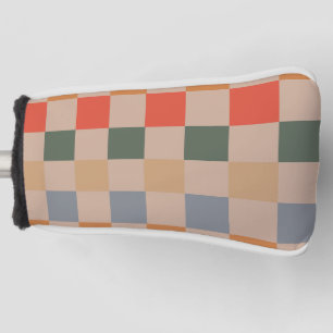 Couvre-club De Golf Bleu Beige Orange Brown À damiers En vichy Motif