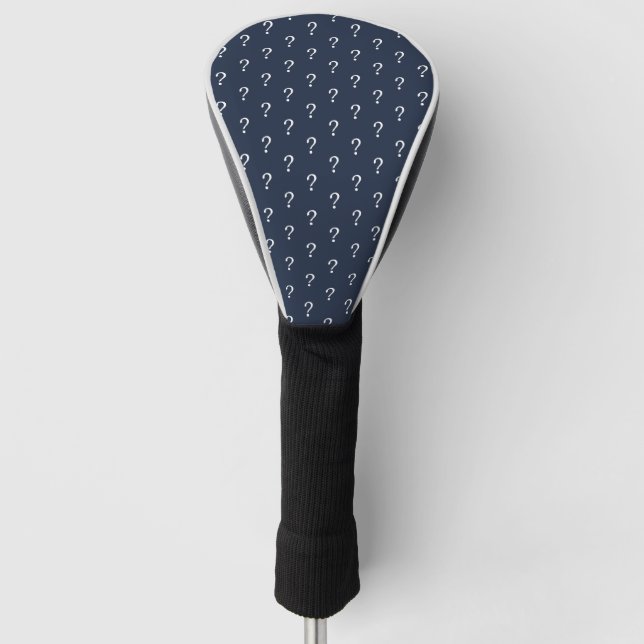 Couvre-club De Golf Bleu blanc Script Question Mark Enveloppement Papi (Devant)
