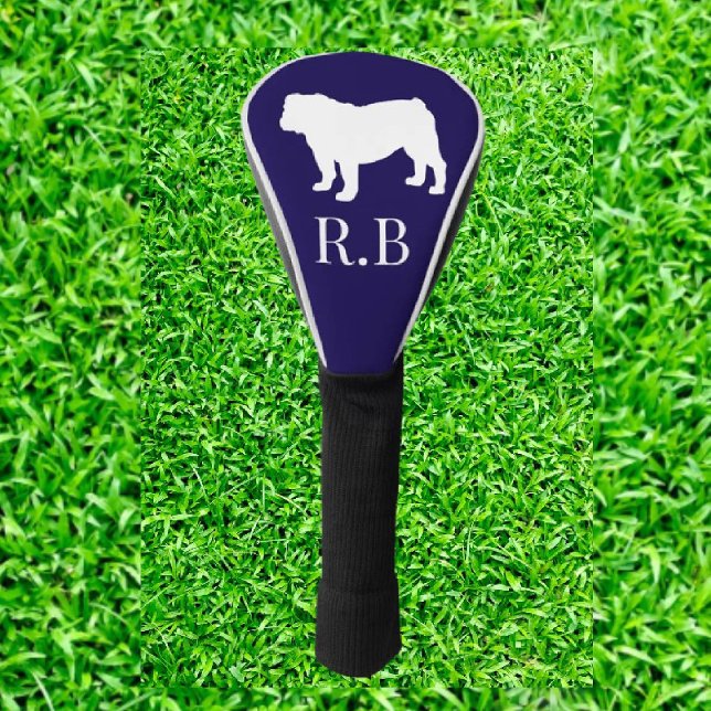 Couvre-club De Golf Bleu-chien anglais (Show off your love for English Bulldogs on the golf course with our stylish monogram golf head cover)