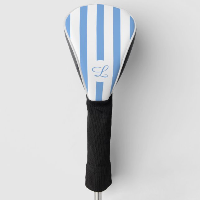 Couvre-club De Golf Bleu clair rayures Moderne Monogramme Girls (Devant)
