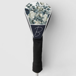 Couvre-club De Golf Bleu foncé et blanc Vert floral moderne