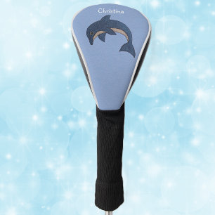 Couvre-club De Golf Bleu foncé Océan Blanc Saut Dauphin Swirl Oeil