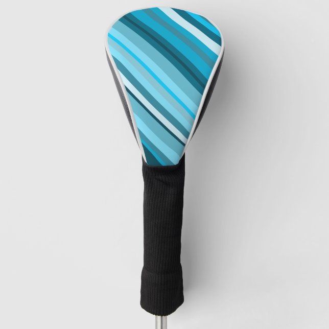 Couvre-club De Golf Bleu Océan-Inspiré/Teal/rayures d'Aqua (Devant)