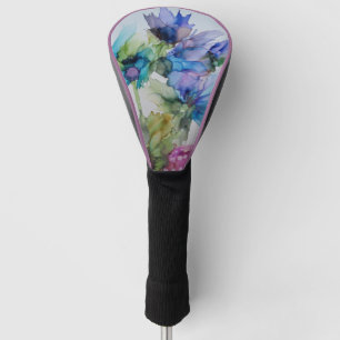 Couvre-club De Golf Bleu violet rose vert rose Art Floral