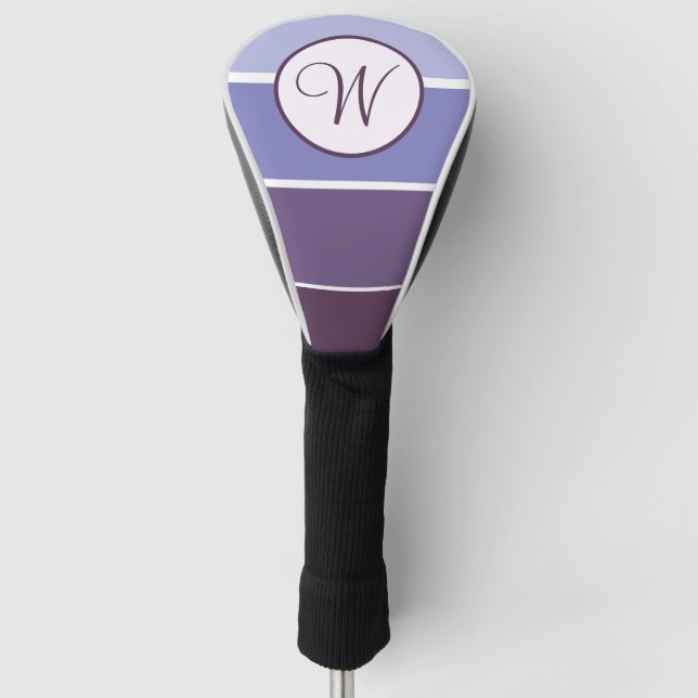 Couvre-club De Golf Bloc de dégradé violet monogramme moderne (Devant)