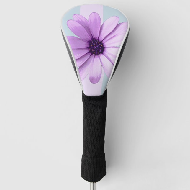 Couvre-club De Golf blue and purple striped daisy pattern (Devant)