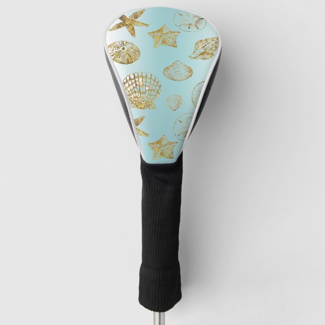 Couvre-club De Golf Blue Beach Gold Sea Shells (Devant)