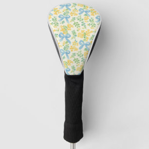 Couvre-club De Golf Blue Bows et jaune Floral Cottagecore Motif