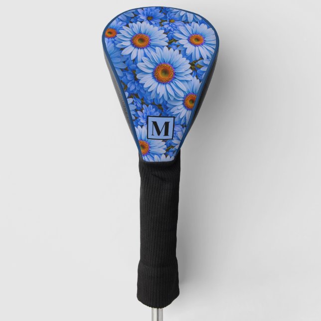 Couvre-club De Golf Blue floral blue sunflowers blue daisies pattern  (Devant)