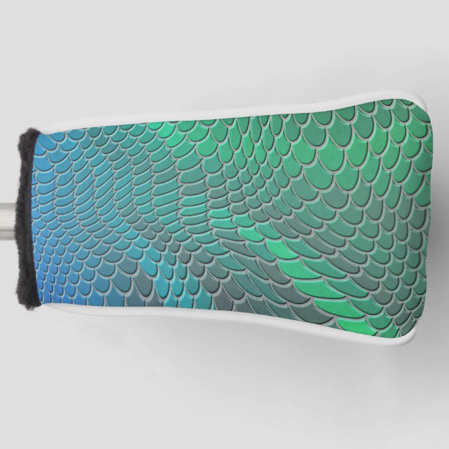 Couvre-club De Golf Blue Green mermaid scales, fish scale (Devant)