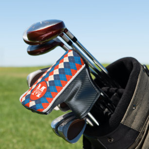 Couvre-club De Golf Blue Orange White Preppy Jacquard sportif Personna