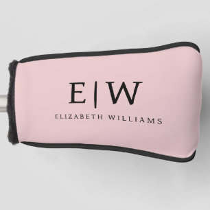 Couvre-club De Golf Blush Dusty rose moderne Script Girl Monogramme No