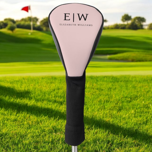 Couvre-club De Golf Blush Dusty rose moderne Script Girl Monogramme No (Créateur téléchargé)