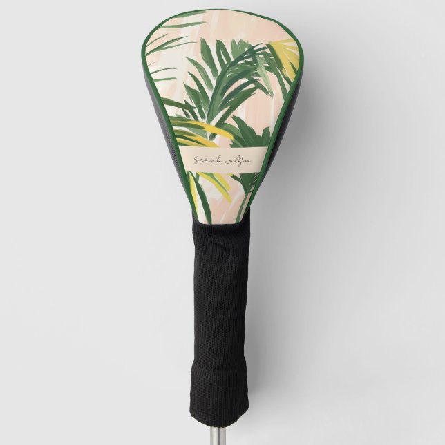 Couvre-club De Golf Boho Blush Green Tropical Palm Plage Feuille (Devant)