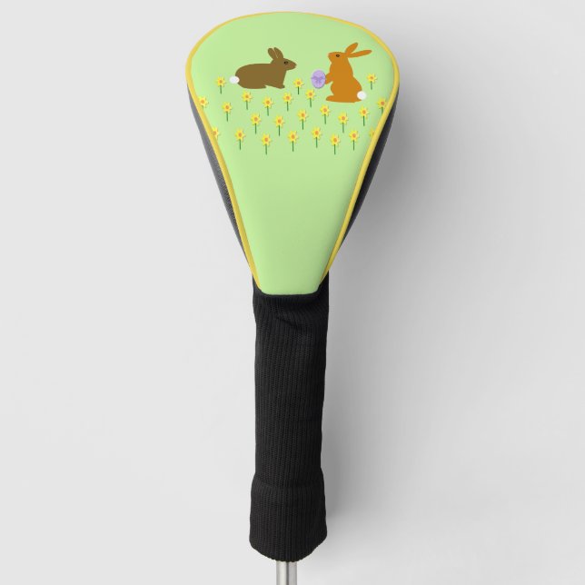Couvre-club De Golf Bonnets de Pâques et jonquilles (Devant)