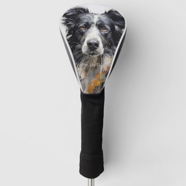 Couvre-club De Golf Bordure Collie chien dans le vent 003 - Yacobsen D (Devant)