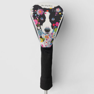 Couvre-club De Golf Bordure Collie Chien et Fleurs 005 - Bijou sur mes