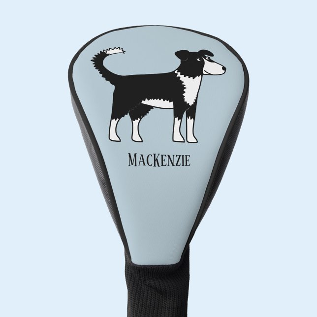 Couvre-club De Golf Bordure mignonne galloise Collie Sheepdog Nom pers (Welsh Border Collie Sheepdog personalized dog golf head cover)