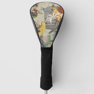 Couvre-club De Golf Botanique Vintage Oiseaux Nature Tropical Antique
