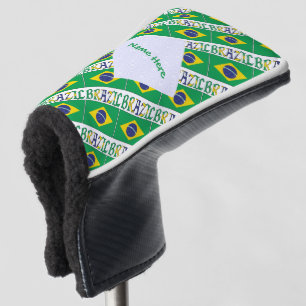 Couvre-club De Golf Brésil et drapeau brésilien personnalisé en vert m