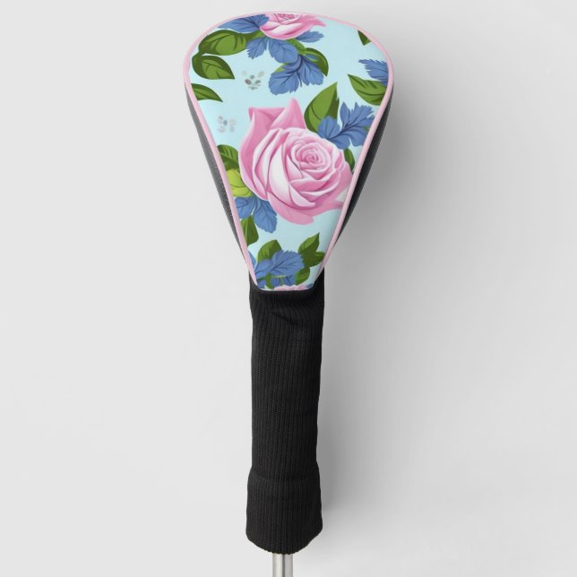 Couvre-club De Golf Bridgerton Inspirée Lys bleu rose roses Floral (Devant)