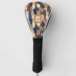 Couvre-club De Golf Brosses Abstraites en bleu, blanc et Brown (2)