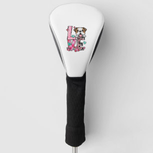 Couvre-club De Golf Bulldog Anglais J'aime mon chien