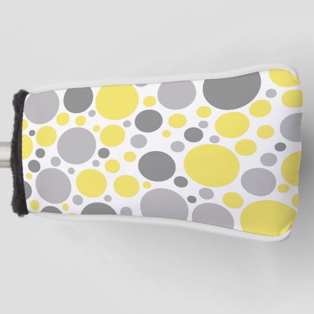 Couvre-club De Golf Bulles grises et jaunes modernes (Devant)