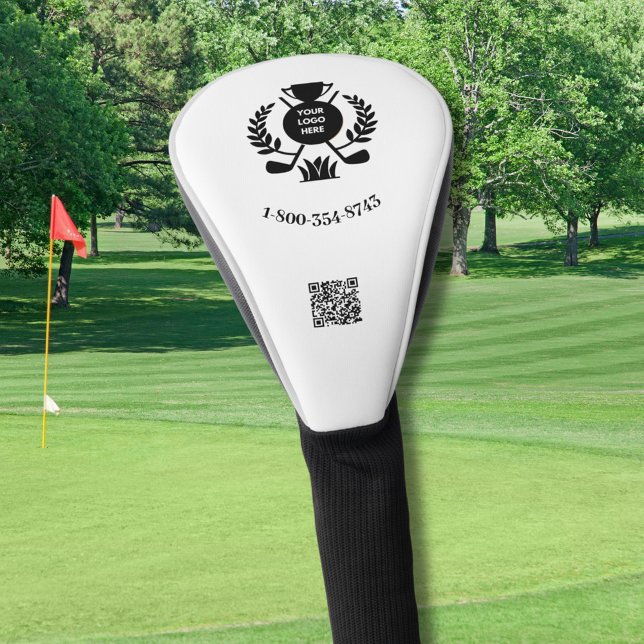 Couvre-club De Golf Business Custom Logo QR Code Phone Branded  (Créateur téléchargé)