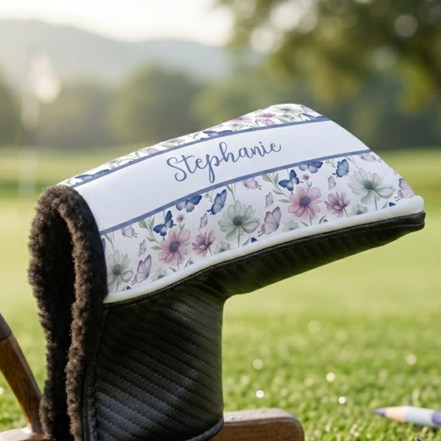 Couvre-club De Golf Butterfly Wildflower (Personalized Butterfly Wildflower Putter Head Cover)