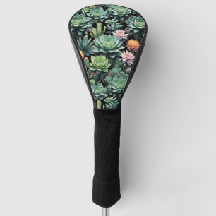Couvre-club De Golf Cactus en fleurs et succulents
