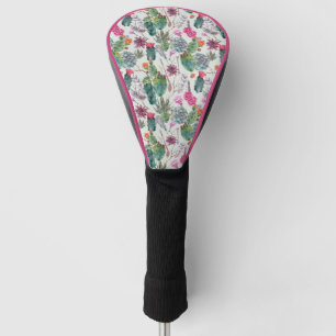 Couvre-club De Golf Cactus exotique d'aquarelle de Boho et motif