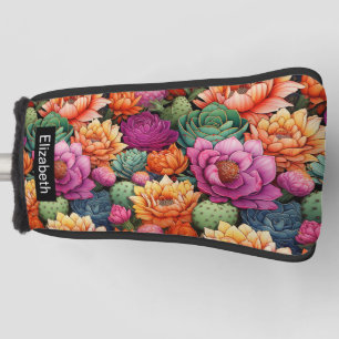 Couvre-club De Golf Cactus Fleurissant Coloré Personnalisé