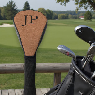 Couvre-club De Golf Cadeau de golf en faux cuir marron monogramme